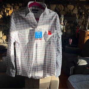 NWT Tommy Hilfiger all season stretch plaid button down size medium 15-15 1/2